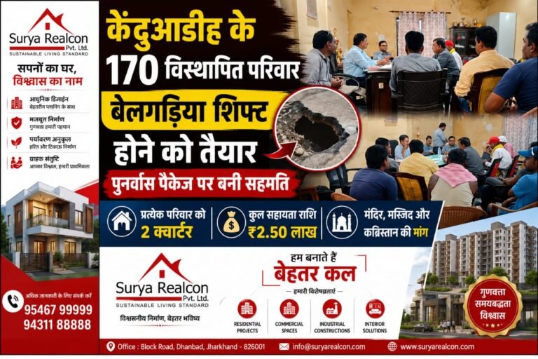 केंदुआडीह के 170 विस्थापित परिवार बेलगड़िया शिफ्ट होने को तैयार, पुनर्वास पैकेज पर बनी सहमति